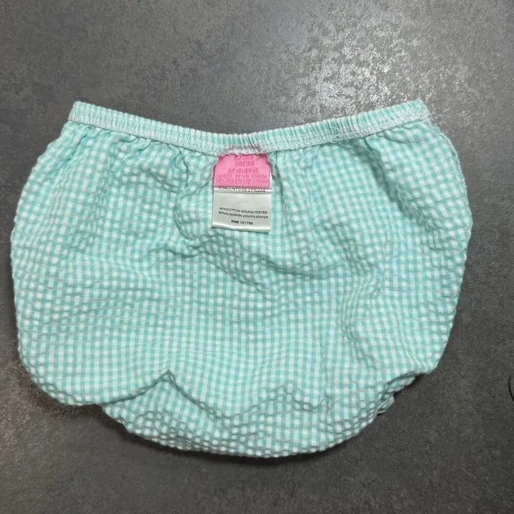 Nautica Pink Plaid Bow Dresss Bloomers Set Capris 3-Piece Outfit 6-9M